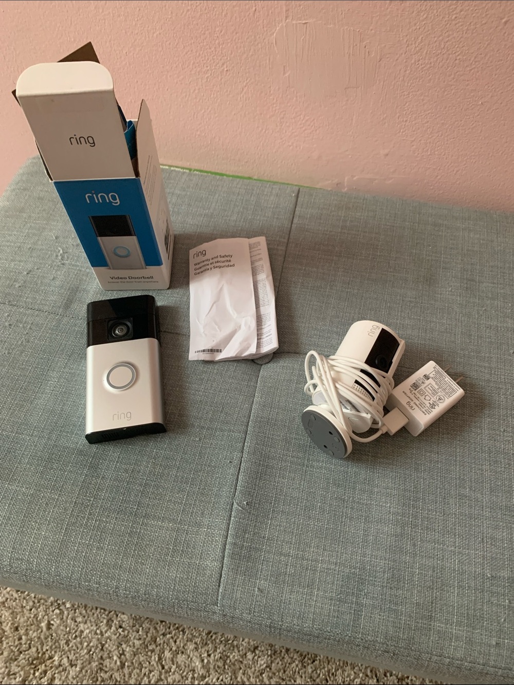 Ring Video Doorbell (outdoor) with white indoor camera